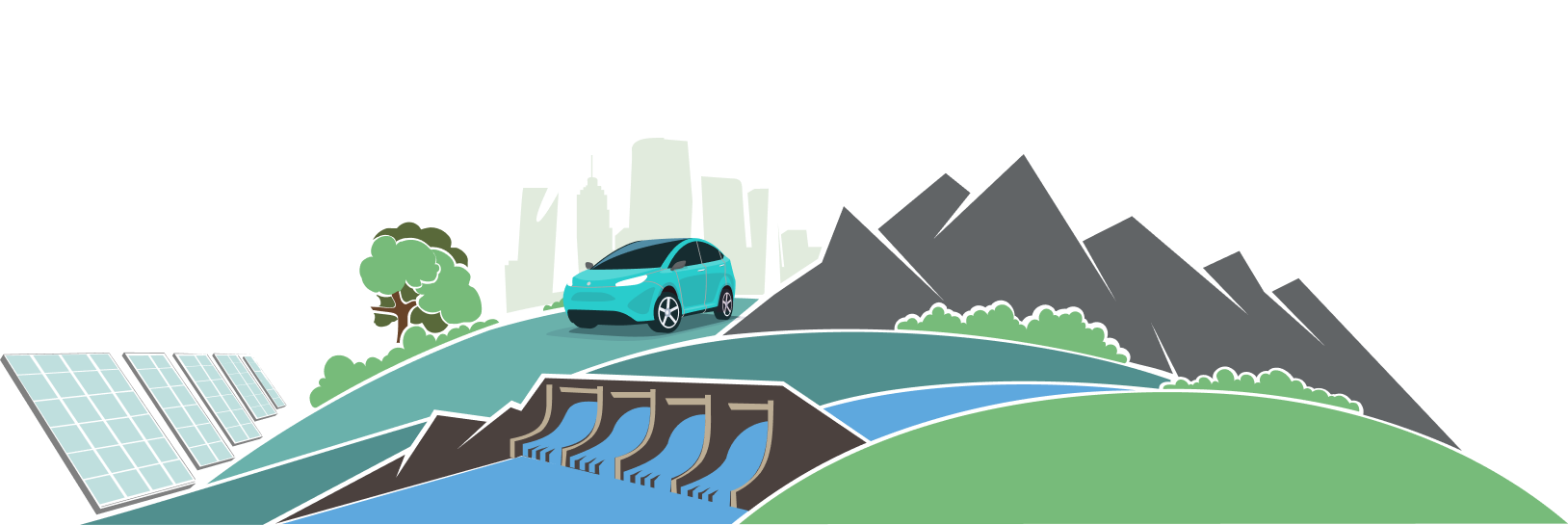 Illusttration: Car driving in the mountains